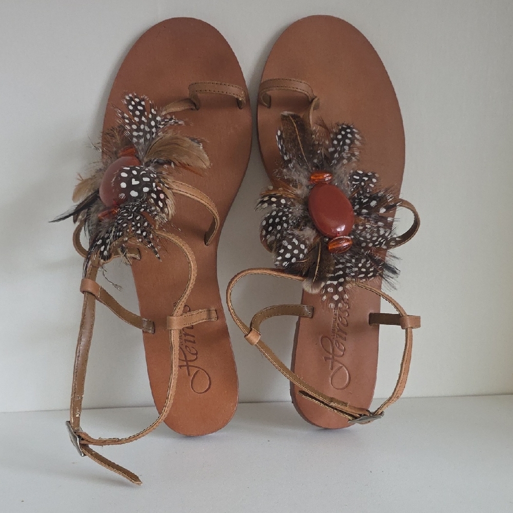 Heiress Brown Embellished Flat  Sandals